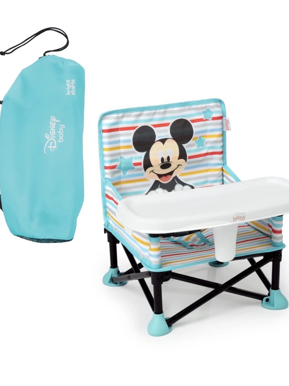 Disney Baby Mickey Mouse Turquoise Portable Booster Seat with Tray